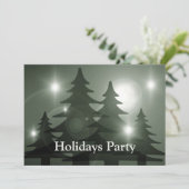 Christmas Party Green Trees Holiday Winter Elegant Einladung (Stehend Vorderseite)