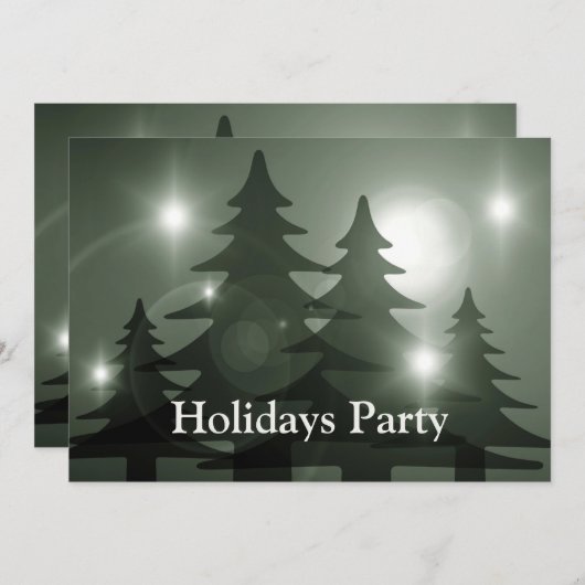 Christmas Party Green Trees Holiday Winter Elegant Einladung (Vorne/Hinten)