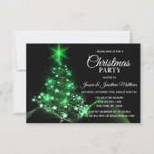 CHRISTMAS PARTY Green Twinkle Lights Snow Tree Einladung (Vorderseite)