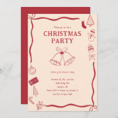 Christmas Party Hand Drawn Holiday Red Coquette Einladung (Vorne/Hinten)