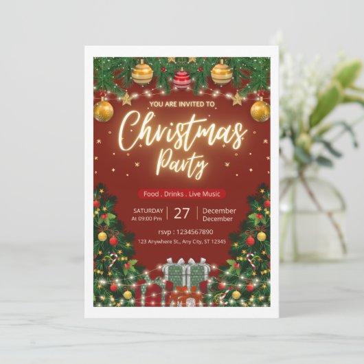 Christmas Party Invitation (Stehend Vorderseite)