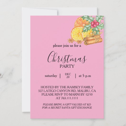 Christmas Party Invitation Card Einladung (Vorderseite)