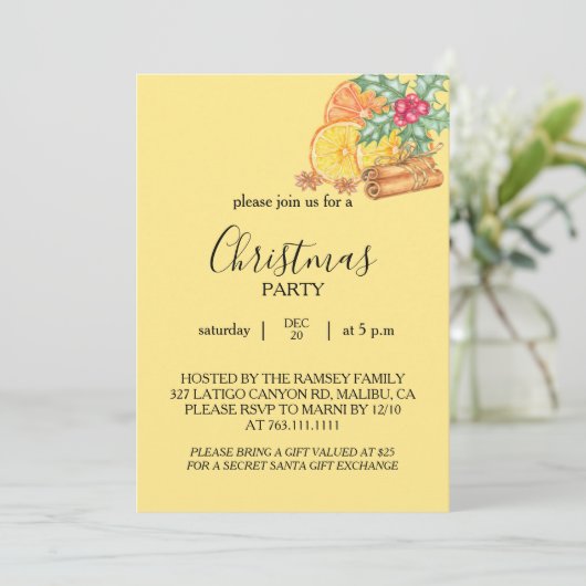 Christmas Party Invitation Card Einladung (Stehend Vorderseite)