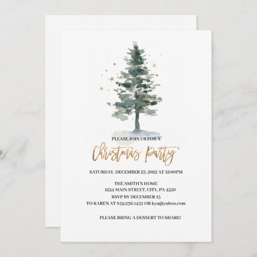Christmas Party Invitation, Holiday Party Invitati Einladung (Vorne/Hinten)