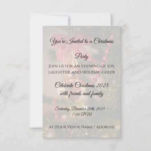Christmas Party Invitation Personalize Dankeskarte (Vorderseite)