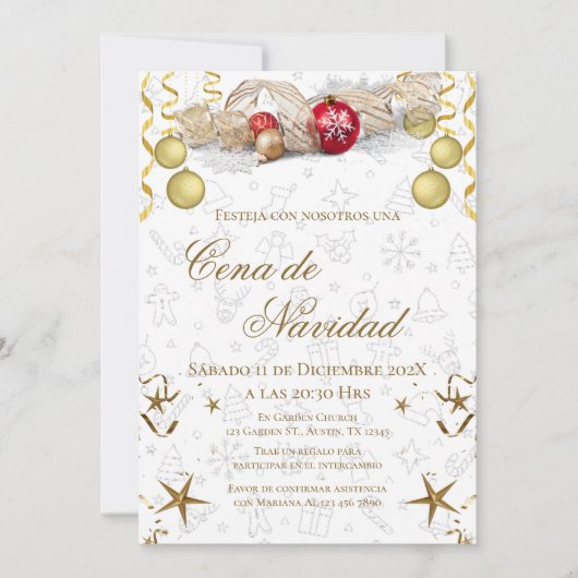 Christmas Party Invitation Posada Navideña Einladung (Vorderseite)