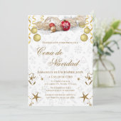 Christmas Party Invitation Posada Navideña Einladung (Stehend Vorderseite)