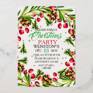 Christmas Party Invitation Template | Elegant Holi Folien Feiertagskarte