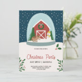 Christmas party Invitation with a cozy barn Einladung (Stehend Vorderseite)
