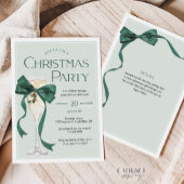 Christmas Party Invitation with Green Bow Einladung