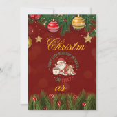 Christmas Party Invitation with Santa Claus Illust Einladung (Vorderseite)