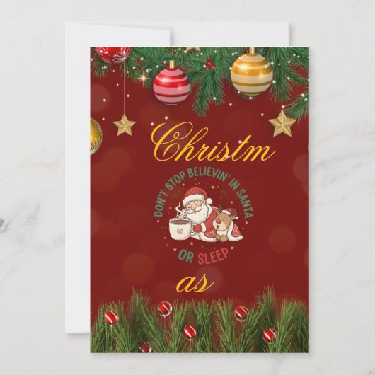 Christmas Party Invitation with Santa Claus Illust Einladung (Vorderseite)