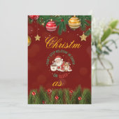 Christmas Party Invitation with Santa Claus Illust Einladung (Stehend Vorderseite)