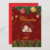 Christmas Party Invitation with Santa Claus Illust Einladung (Vorne/Hinten)