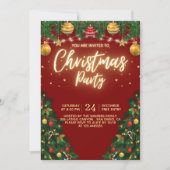 Christmas Party Invitation with Shining Yellow Einladung (Vorderseite)