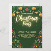 Christmas Party Invitation with Shining Yellow Einladung (Vorderseite)