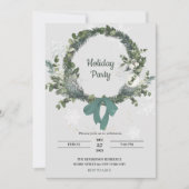 Christmas Party Invitation Wreath Snowflakes Einladung (Vorderseite)