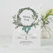 Christmas Party Invitation Wreath Snowflakes Einladung (Stehend Vorderseite)