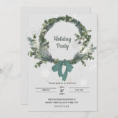 Christmas Party Invitation Wreath Snowflakes Einladung (Vorne/Hinten)