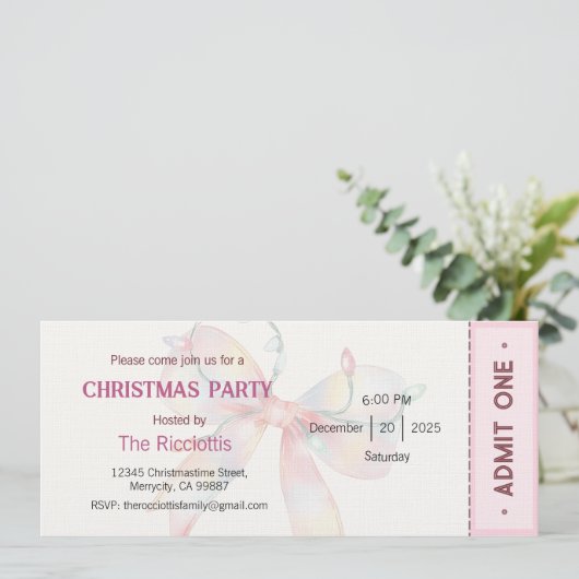 Christmas Party Invitation, Xmas Invite Einladung (Stehend Vorderseite)