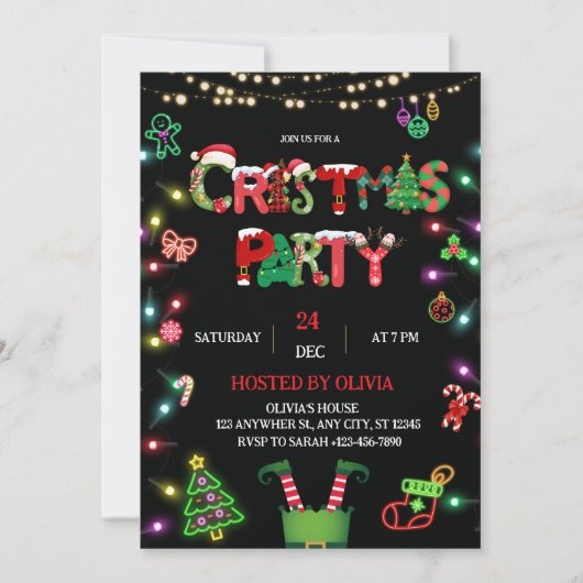 Christmas Party Invitation - Xmas Party invite Einladung (Vorderseite)
