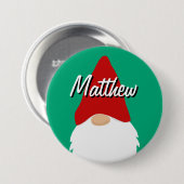 Christmas party name buttons with cute gnome (Vorne & Hinten)