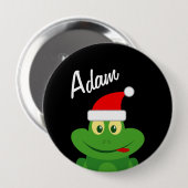 Christmas party name buttons with funny Santa frog (Vorne & Hinten)