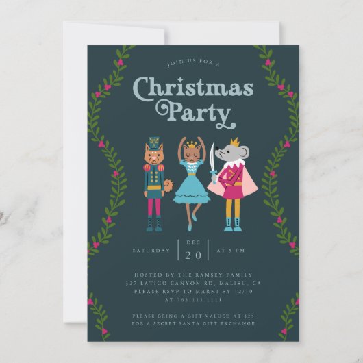 Christmas Party Nutcracker Green Einladung (Vorderseite)