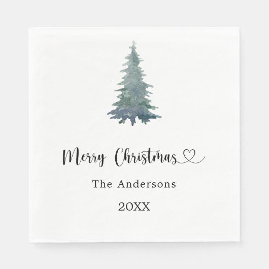 Christmas party pine tree simple script luncheon serviette (Vorderseite)