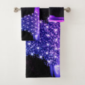 Christmas Party Pink Blue Tree Winter Black Rustic Badhandtuch Set (Insitu)