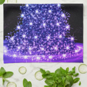 Christmas Party Pink Blue Tree Winter Black Rustic Geschirrtuch (Gefaltet)