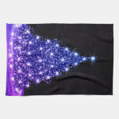 Christmas Party Pink Blue Tree Winter Black Rustic Geschirrtuch (Horizontal)