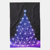 Christmas Party Pink Blue Tree Winter Black Rustic Geschirrtuch (Vertikal)
