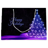 Christmas Party Pink Blue Tree Winter Black Rustic Große Geschenktüte (Vorderseite)