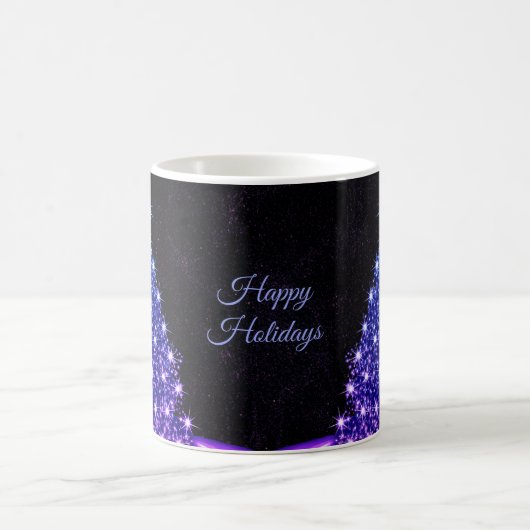 Christmas Party Pink Blue Tree Winter Black Rustic Kaffeetasse (Mittel)
