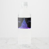 Christmas Party Pink Blue Tree Winter Black Rustic Wasserflaschenetikett (Vorderseite)