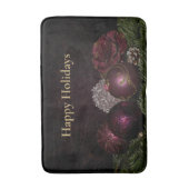 Christmas Party Pink Ornament Green Leaves Black Badematte (Vorderseite Vertikal)