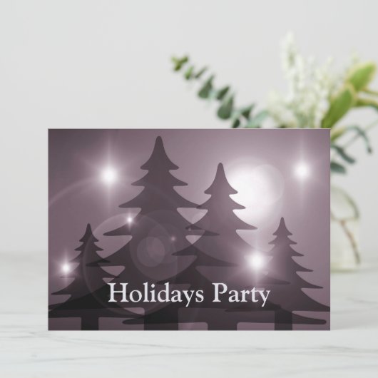 Christmas Party Pink Trees Holiday Winter Rustic Einladung (Stehend Vorderseite)