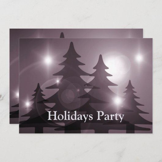 Christmas Party Pink Trees Holiday Winter Rustic Einladung (Vorne/Hinten)