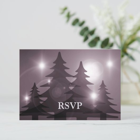 Christmas Party Pink Trees Holiday Winter Rustic RSVP Karte (Stehend Vorderseite)