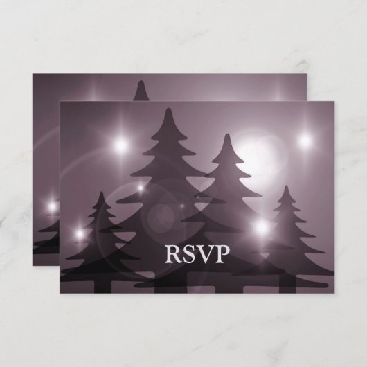 Christmas Party Pink Trees Holiday Winter Rustic RSVP Karte (Vorne/Hinten)
