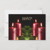 Christmas Party Red Candles Winter Holidays RSVP Karte (Vorderseite)