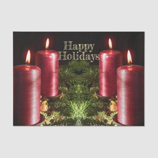 Christmas Party Red Candles Winter Holidays Seidenpapier (Vorderseite)