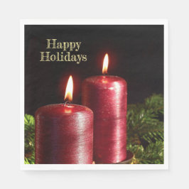 Christmas Party Red Candles Winter Holidays Serviette