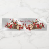 Christmas Party Red Elves Holidays Silver Wasserflaschenetikett (Einzelnes Label)
