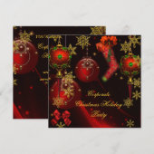 CHRISTMAS PARTY Red Gold Holiday Corporate Einladung (Vorne/Hinten)