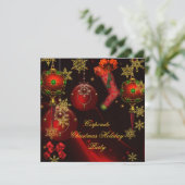 CHRISTMAS PARTY Red Gold Holiday Corporate Einladung (Stehend Vorderseite)