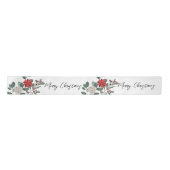 Christmas Party Red Green Floral Satinband (Vorderseite)