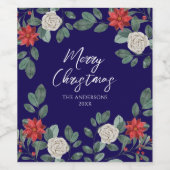 Christmas Party Red Green Floral Weinetikett (Einzelnes Label)