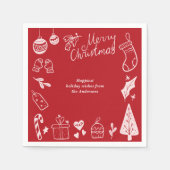 Christmas Party Red Hand Drawn Doodles Festive Serviette (Vorderseite)